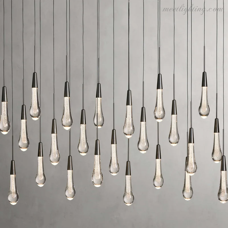 Lineaire Kroonluchter met Verstelbare LED-lampen Geschikt voor Eetkamer en Keuken Handgemaakt Glas Modern Design | Sansoti