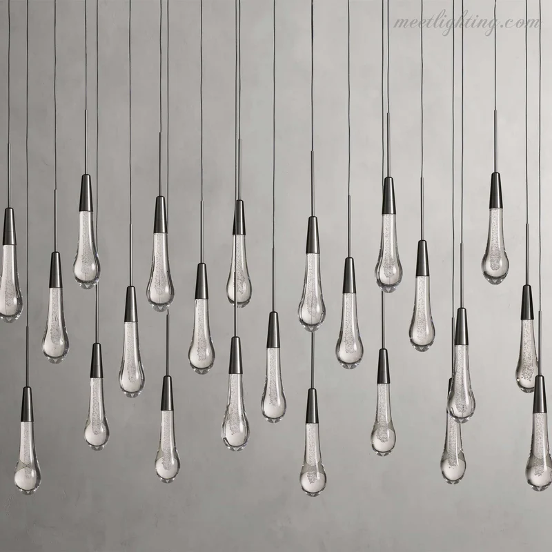 Lineaire Kroonluchter met Verstelbare LED-lampen Geschikt voor Eetkamer en Keuken Handgemaakt Glas Modern Design | Sansoti