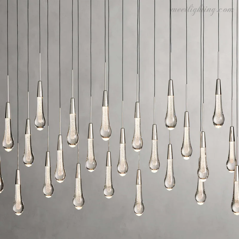 Lineaire Kroonluchter met Verstelbare LED-lampen Geschikt voor Eetkamer en Keuken Handgemaakt Glas Modern Design | Sansoti