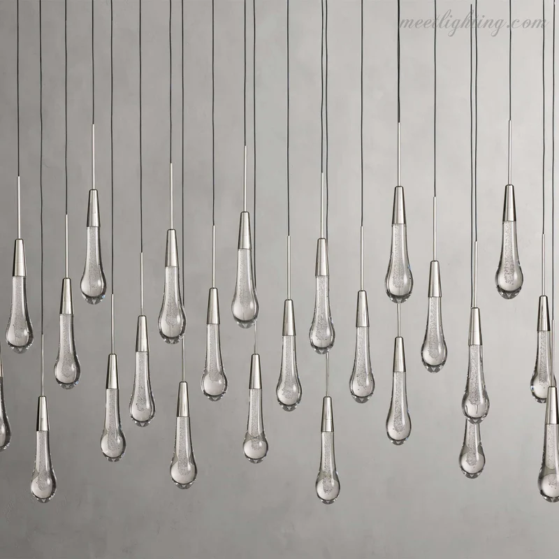 Lineaire Kroonluchter met Verstelbare LED-lampen Geschikt voor Eetkamer en Keuken Handgemaakt Glas Modern Design | Sansoti