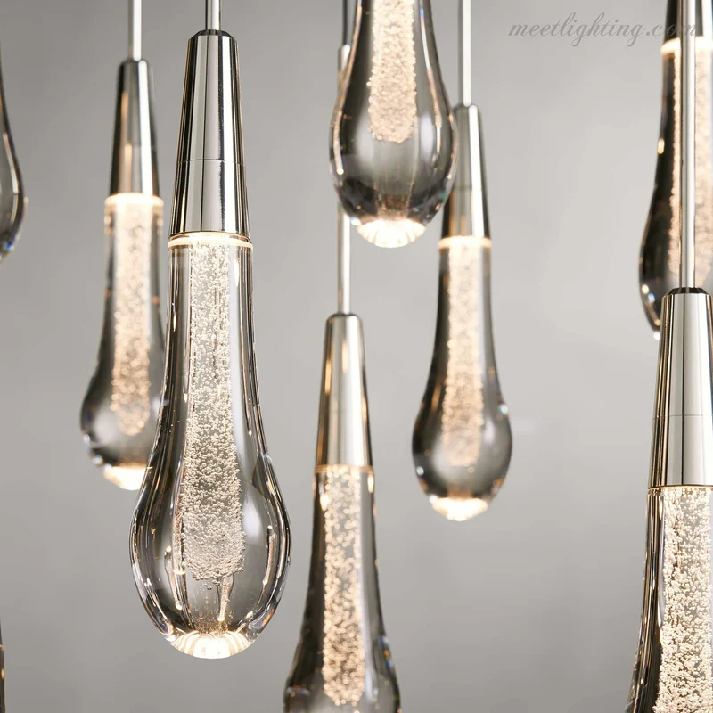Lineaire Kroonluchter met Verstelbare LED-lampen Geschikt voor Eetkamer en Keuken Handgemaakt Glas Modern Design | Sansoti
