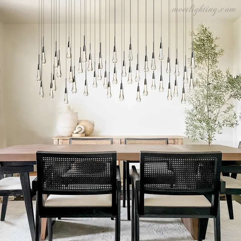 Lineaire Kroonluchter met Verstelbare LED-lampen Geschikt voor Eetkamer en Keuken Handgemaakt Glas Modern Design | Sansoti