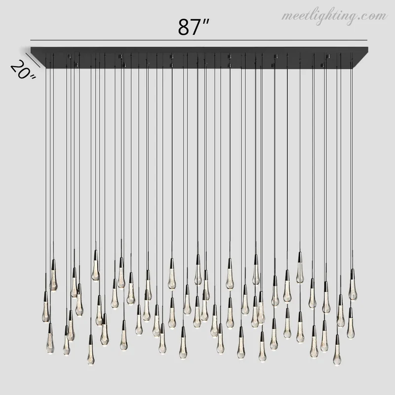 Lineaire Kroonluchter met Verstelbare LED-lampen Geschikt voor Eetkamer en Keuken Handgemaakt Glas Modern Design | Sansoti