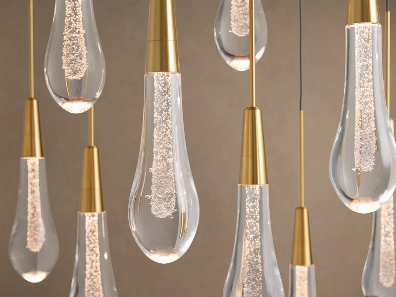 Lineaire Kroonluchter met Verstelbare LED-lampen Geschikt voor Eetkamer en Keuken Handgemaakt Glas Modern Design | Sansoti