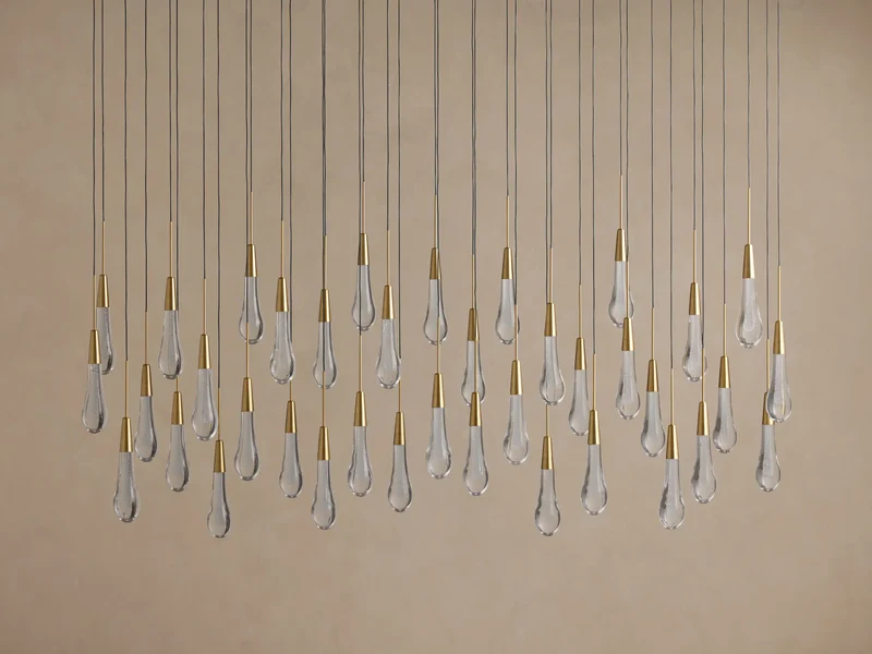 Lineaire Kroonluchter met Verstelbare LED-lampen Geschikt voor Eetkamer en Keuken Handgemaakt Glas Modern Design | Sansoti