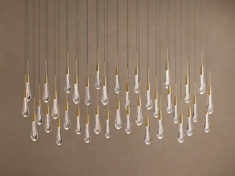 Lineaire Kroonluchter met Verstelbare LED-lampen Geschikt voor Eetkamer en Keuken Handgemaakt Glas Modern Design | Sansoti