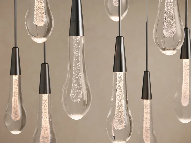 Lineaire Kroonluchter met Verstelbare LED-lampen Geschikt voor Eetkamer en Keuken Handgemaakt Glas Modern Design | Sansoti