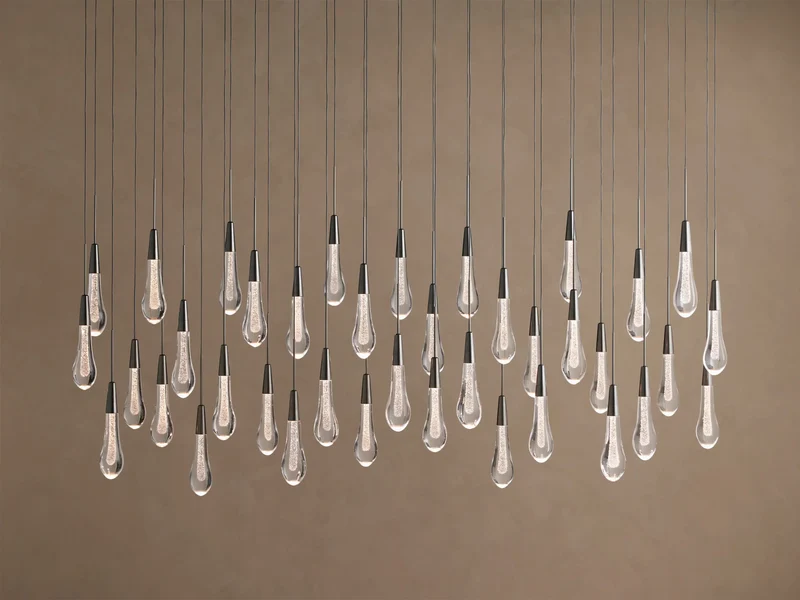 Lineaire Kroonluchter met Verstelbare LED-lampen Geschikt voor Eetkamer en Keuken Handgemaakt Glas Modern Design | Sansoti
