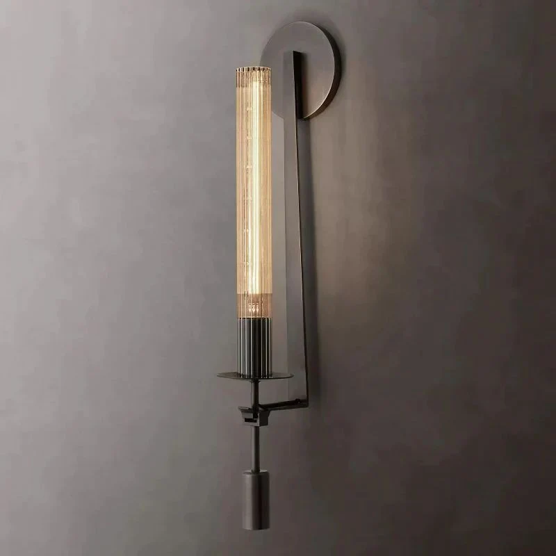 Wandlamp Messing Geribbeld Glas E26 Dimbaar Warm Wit Woonkamer Slaapkamer Restaurant Vintage Cilinder | Sansoti