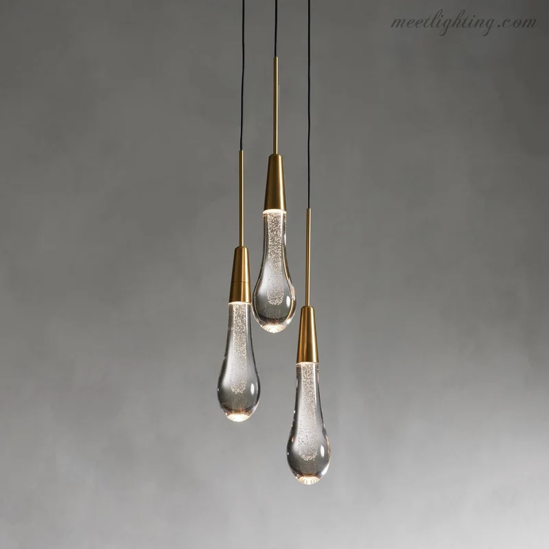 LED Hanglamp Gezaaid Glas Druppelvorm Dimbaar Verstelbaar Messing Brons Nikkel Eetkamer Woonkamer Modern | Sansoti