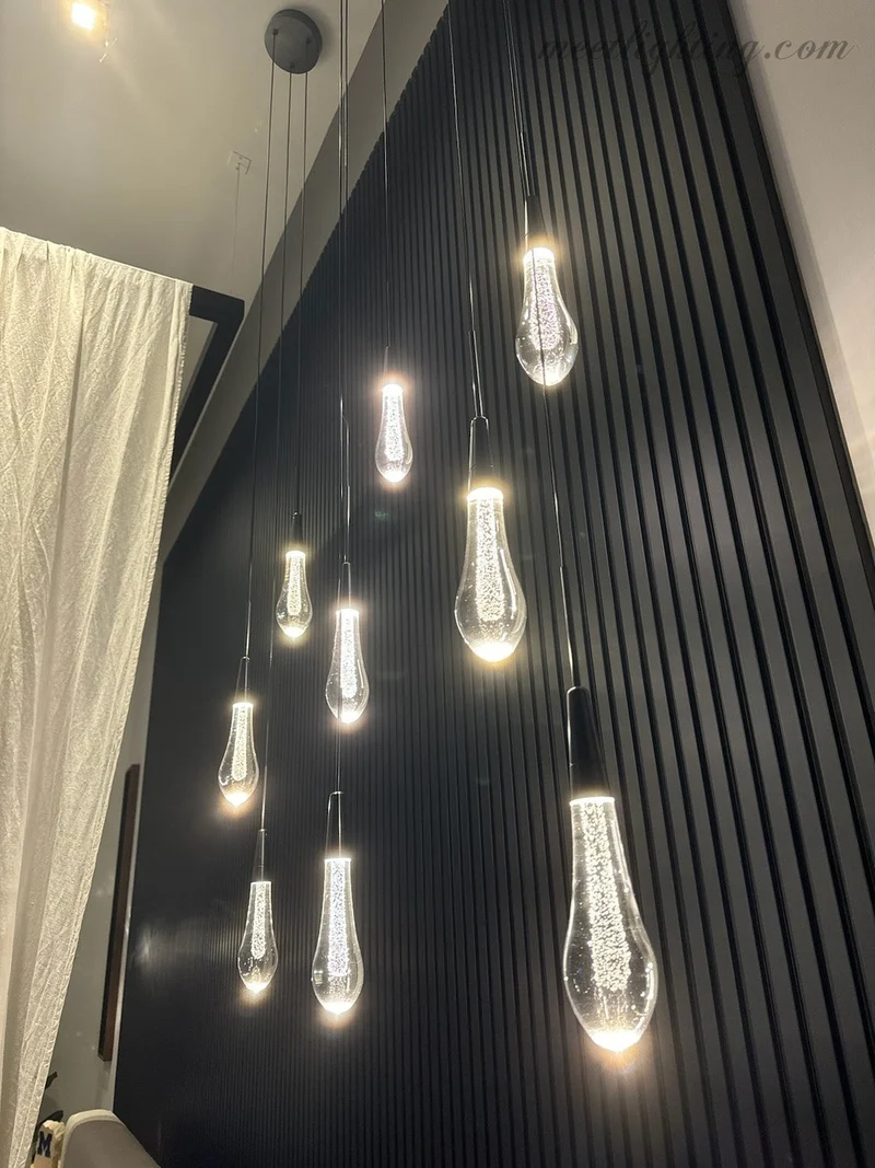 LED Hanglamp Gezaaid Glas Druppelvorm Dimbaar Verstelbaar Messing Brons Nikkel Eetkamer Woonkamer Modern | Sansoti