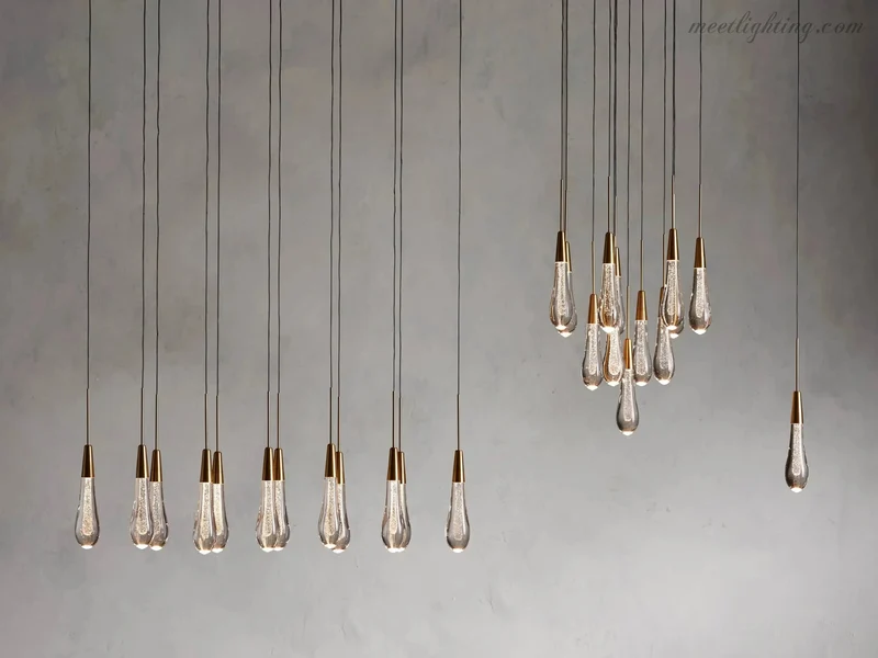 LED Hanglamp Gezaaid Glas Druppelvorm Dimbaar Verstelbaar Messing Brons Nikkel Eetkamer Woonkamer Modern | Sansoti