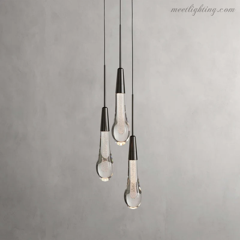 LED Hanglamp Gezaaid Glas Druppelvorm Dimbaar Verstelbaar Messing Brons Nikkel Eetkamer Woonkamer Modern | Sansoti