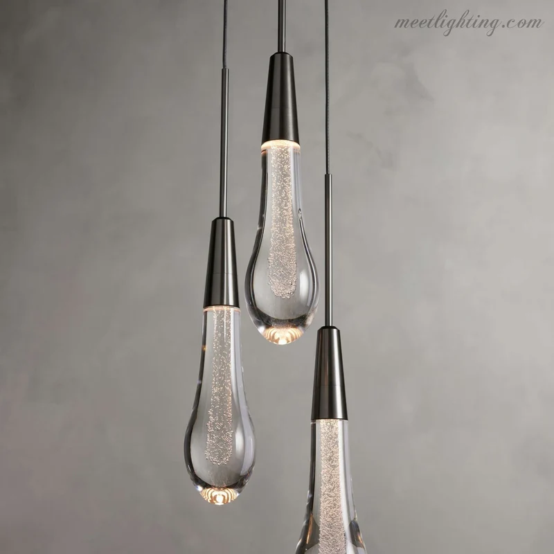LED Hanglamp Gezaaid Glas Druppelvorm Dimbaar Verstelbaar Messing Brons Nikkel Eetkamer Woonkamer Modern | Sansoti
