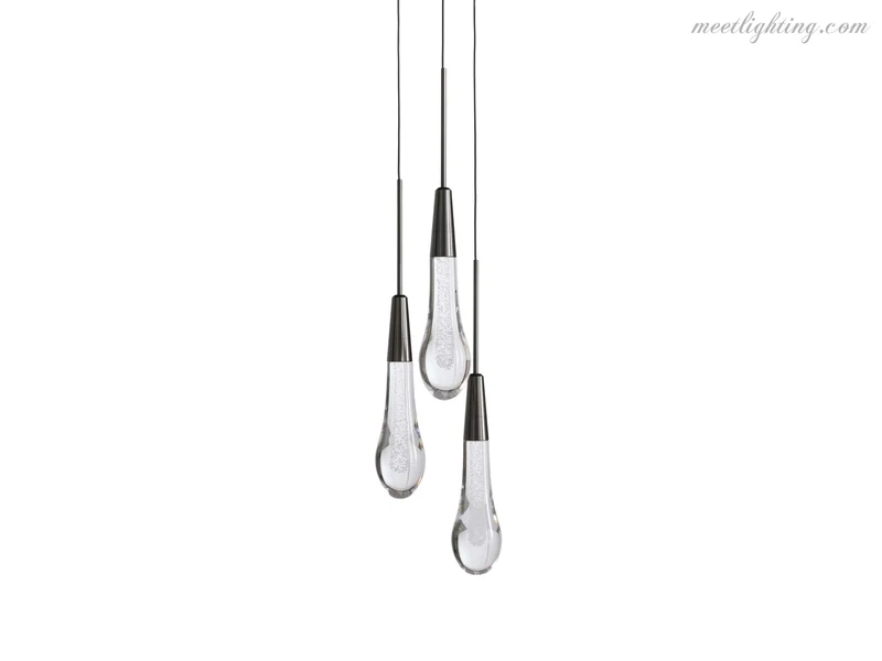 LED Hanglamp Gezaaid Glas Druppelvorm Dimbaar Verstelbaar Messing Brons Nikkel Eetkamer Woonkamer Modern | Sansoti