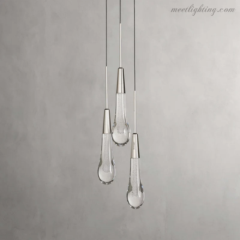 LED Hanglamp Gezaaid Glas Druppelvorm Dimbaar Verstelbaar Messing Brons Nikkel Eetkamer Woonkamer Modern | Sansoti