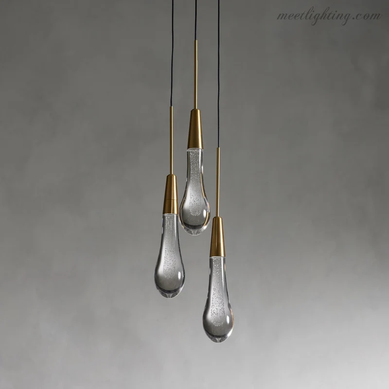 LED Hanglamp Gezaaid Glas Druppelvorm Dimbaar Verstelbaar Messing Brons Nikkel Eetkamer Woonkamer Modern | Sansoti
