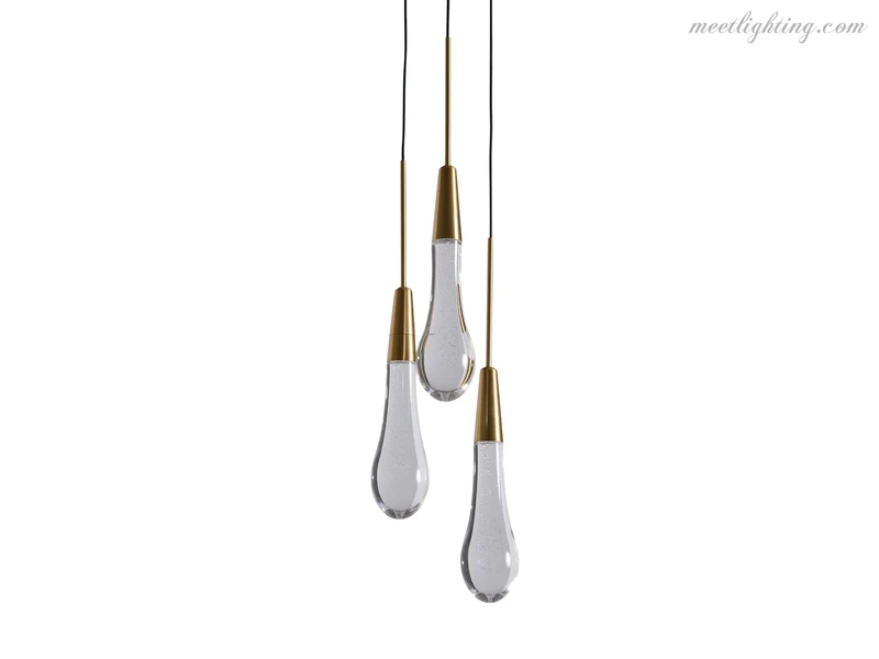 LED Hanglamp Gezaaid Glas Druppelvorm Dimbaar Verstelbaar Messing Brons Nikkel Eetkamer Woonkamer Modern | Sansoti