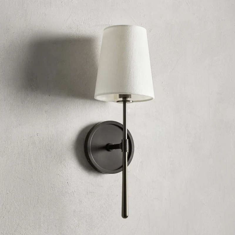 Wandlamp met Linnen Kap en Fakkelvorm voor Woonkamer Slaapkamer Badkamer Hal Modern Design Elegante Verlichting | Sansoti