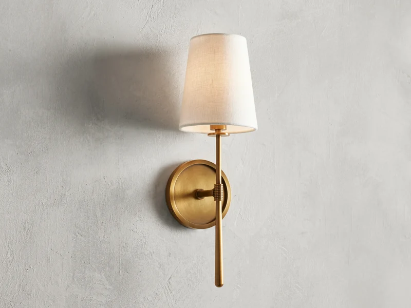 Wandlamp met Linnen Kap en Fakkelvorm voor Woonkamer Slaapkamer Badkamer Hal Modern Design Elegante Verlichting | Sansoti