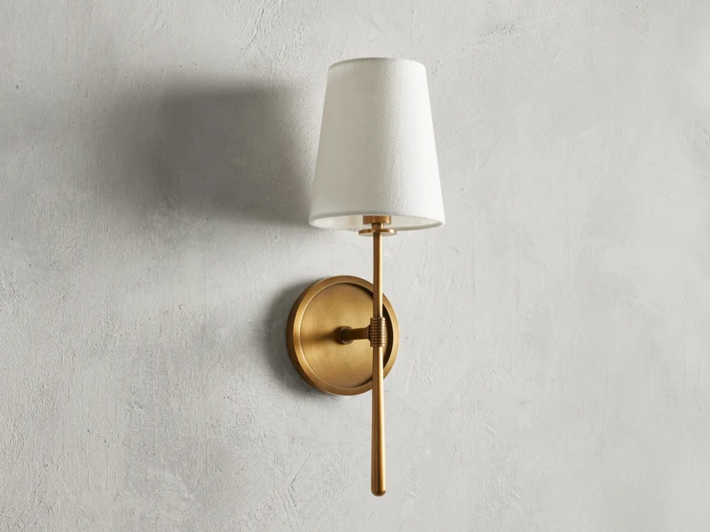 Wandlamp met Linnen Kap en Fakkelvorm voor Woonkamer Slaapkamer Badkamer Hal Modern Design Elegante Verlichting | Sansoti