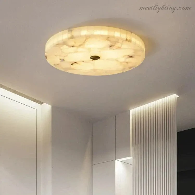 Plafondlamp Rond Albast 40-60cm Messing LED Warm Wit Dimbaar Woonkamer Eetkamer Slaapkamer Hal Entree | Sansoti