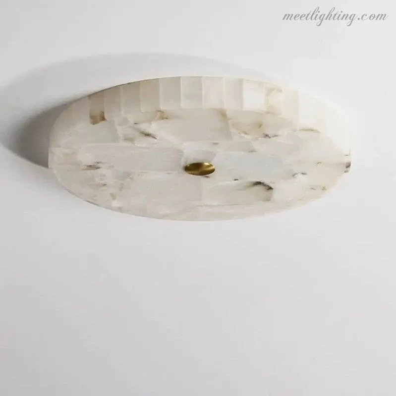 Plafondlamp Rond Albast 40-60cm Messing LED Warm Wit Dimbaar Woonkamer Eetkamer Slaapkamer Hal Entree | Sansoti