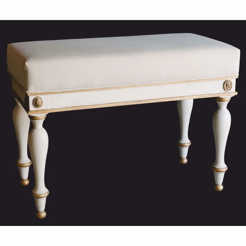 Casa Padrino Luxus Barock Hocker Weiß / Gold 73 cm - Barock Möbel - Made in Italy
