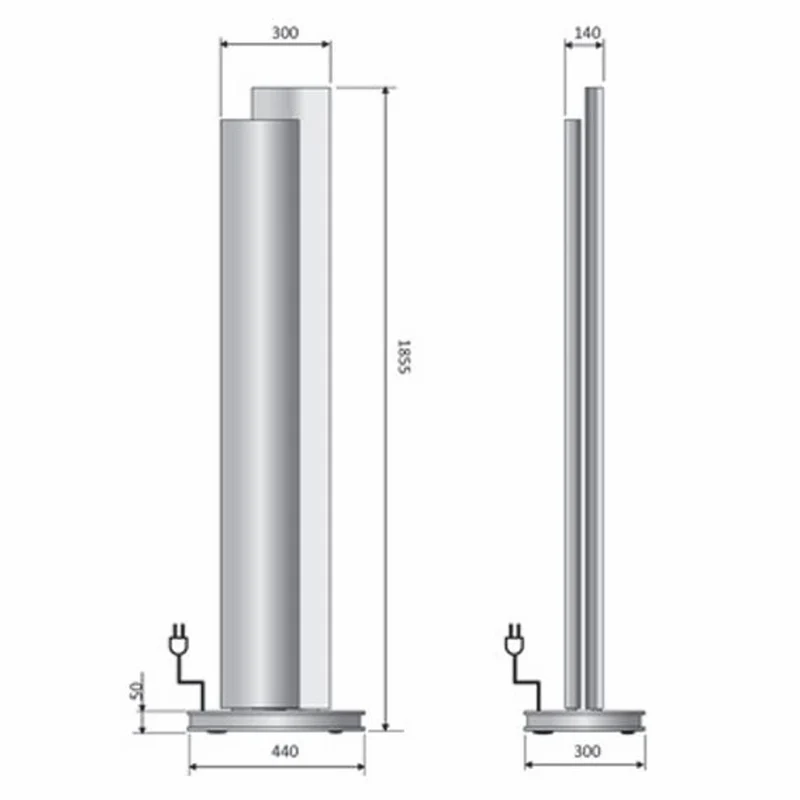 Casa Padrino Elektrische Luxus LED Säulenheizung Weiß / Silber H. 185,5 cm - Made in Italy