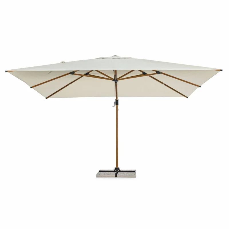 Casa Padrino Luxus Ampelschirm mit Ständer Beige / Braun 400 cm - Garten Accessoires