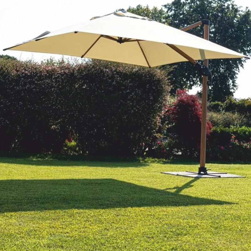 Casa Padrino Luxus Ampelschirm mit Ständer Beige / Braun 400 cm - Garten Accessoires