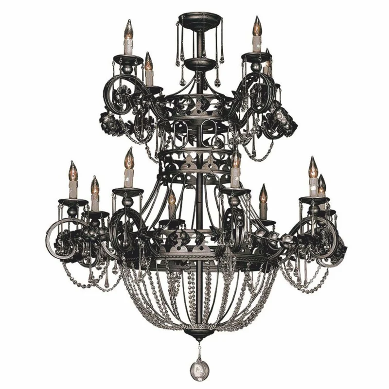 Casa Padrino Luxus Barock Schmiedeeisen Kristall Kronleuchter Grau Ø 115 x H. 138 cm
