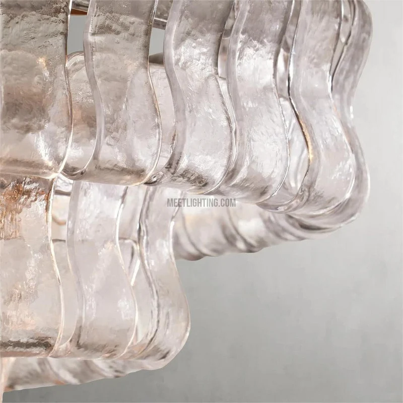 Ovale Kroonluchter met Gebogen Glas 137cm Verstelbare Hoogte Stalen Frame Eetkamer Woonkamer Hanglamp | Sansoti