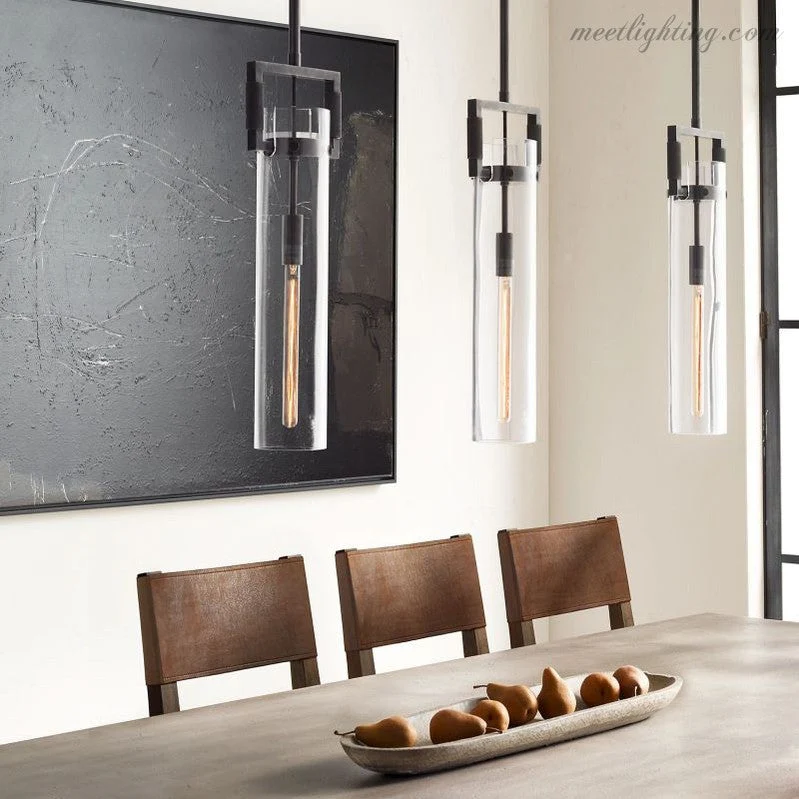 Industriële Hanglamp Cilinderglas Messing Verstelbaar Hoogte Edison Lamp Eetkamer Woonkamer Retro Verlichting | Sansoti