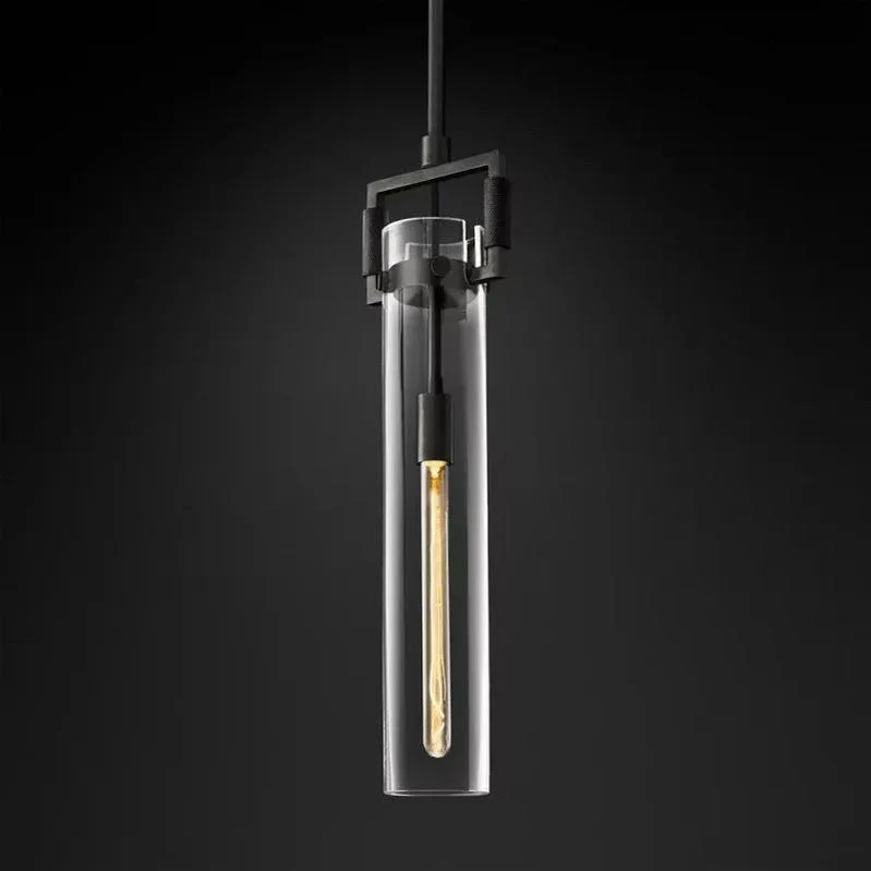 Industriële Hanglamp Cilinderglas Messing Verstelbaar Hoogte Edison Lamp Eetkamer Woonkamer Retro Verlichting | Sansoti