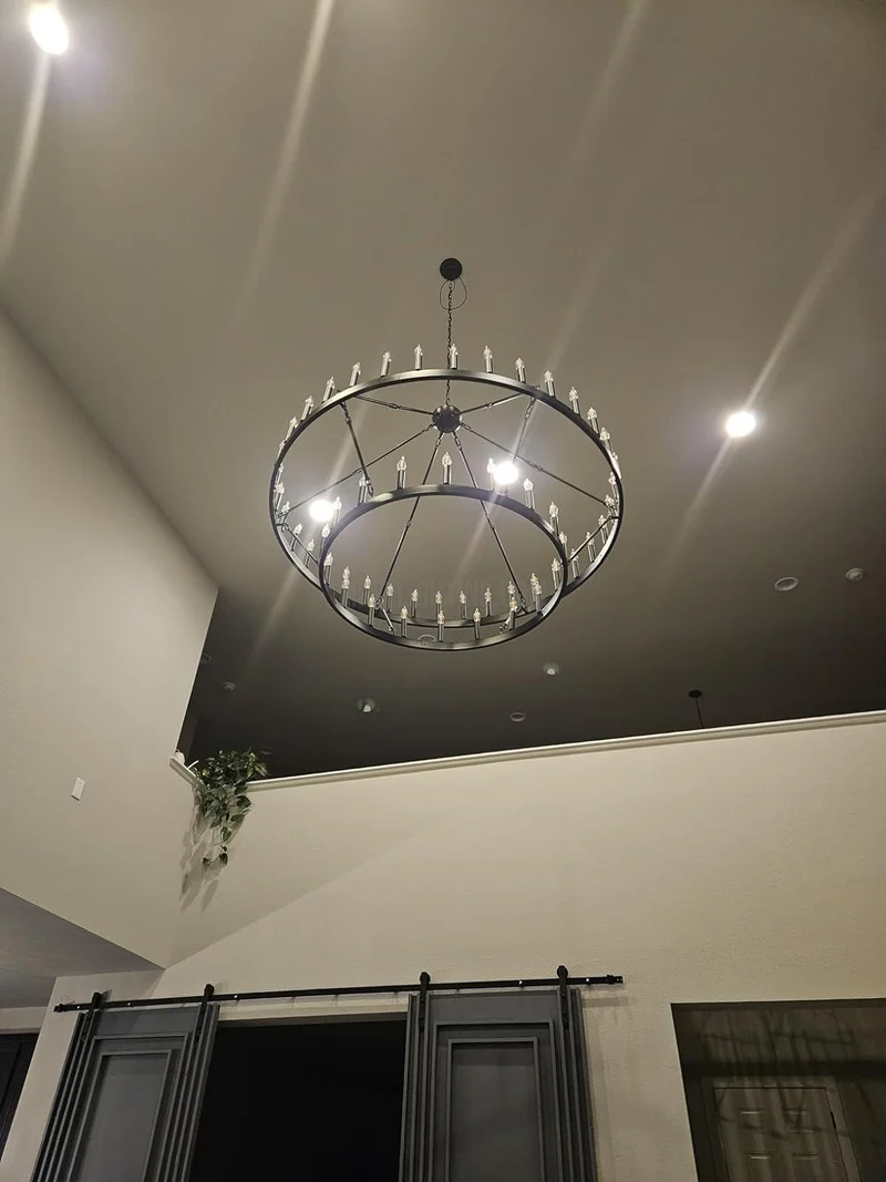 Ronde Kandelaar Kroonluchter Vintage Stijl IJzer 5 Maten Eetkamer Woonkamer Entree Handgemaakt Sfeervol | Sansoti