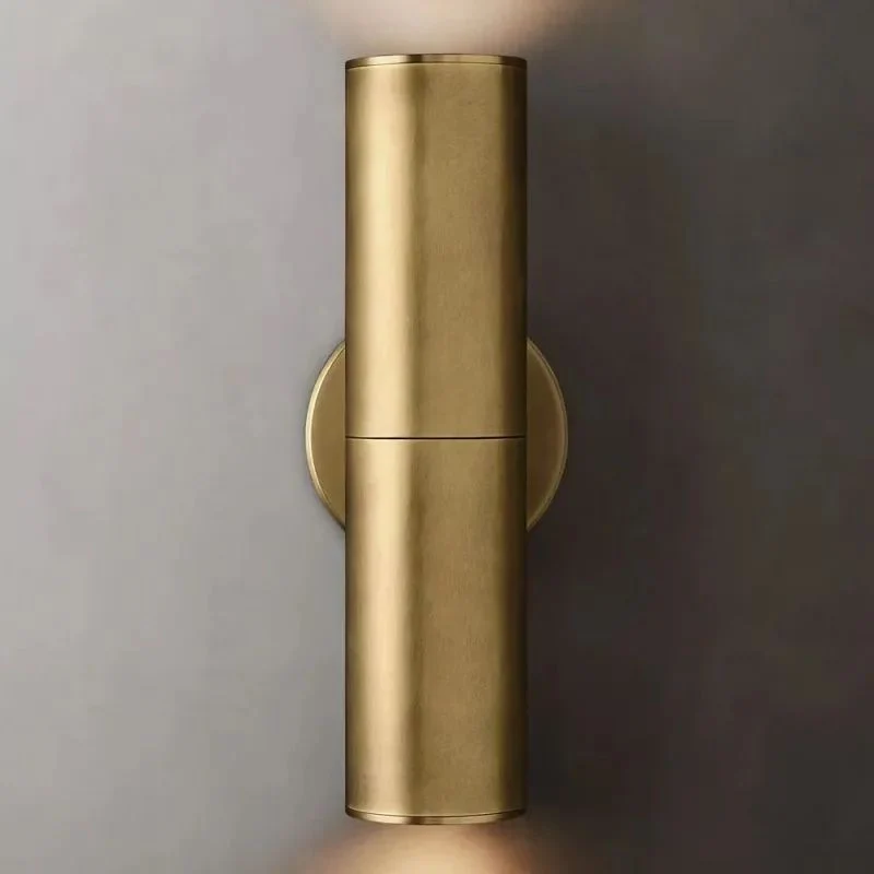 Lineaire Wandlamp Massief Messing Glas Cilindervorm Warm Licht Gepolijst Brons Woonkamer Gang Slaapkamer | Sansoti
