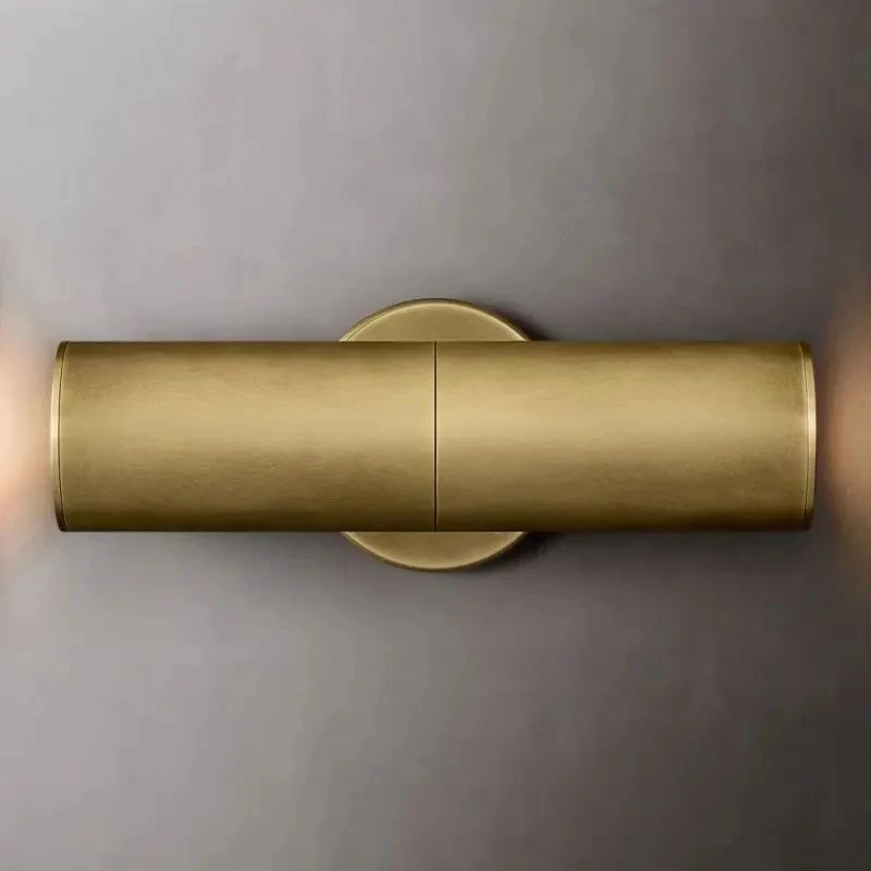 Lineaire Wandlamp Massief Messing Glas Cilindervorm Warm Licht Gepolijst Brons Woonkamer Gang Slaapkamer | Sansoti