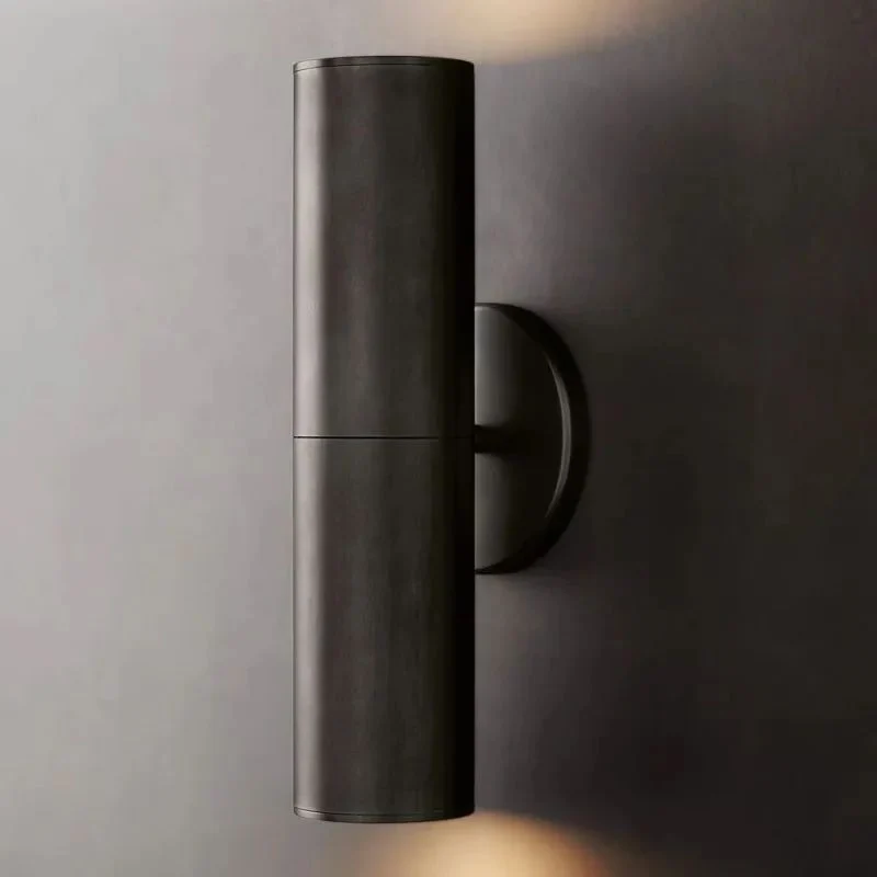 Lineaire Wandlamp Massief Messing Glas Cilindervorm Warm Licht Gepolijst Brons Woonkamer Gang Slaapkamer | Sansoti