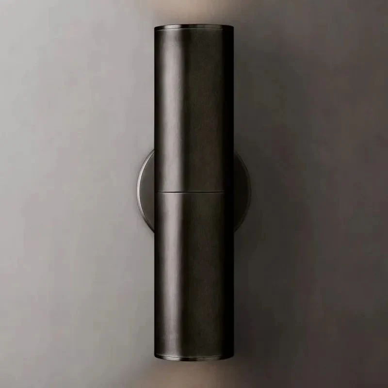 Lineaire Wandlamp Massief Messing Glas Cilindervorm Warm Licht Gepolijst Brons Woonkamer Gang Slaapkamer | Sansoti