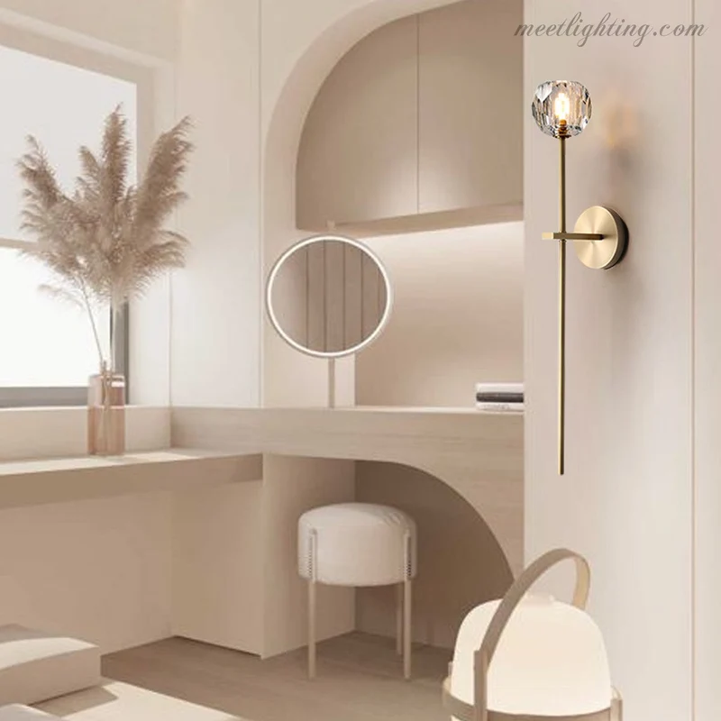 Kristallen Wandlamp met Messing Armatuur 28cm Hoog G9 Fitting voor Woonkamer Slaapkamer Entree Gangverlichting | Sansoti