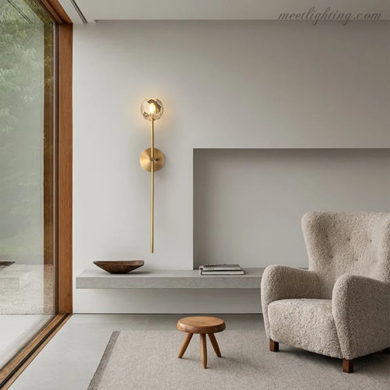 Kristallen Wandlamp met Messing Armatuur 28cm Hoog G9 Fitting voor Woonkamer Slaapkamer Entree Gangverlichting | Sansoti