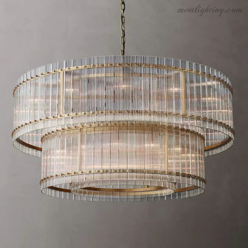 Kristallen Kroonluchter Rond Meerlaags Glas Staal 56-152 cm Eetkamer Foyer Woonkamer Luxe Verlichting | Sansoti