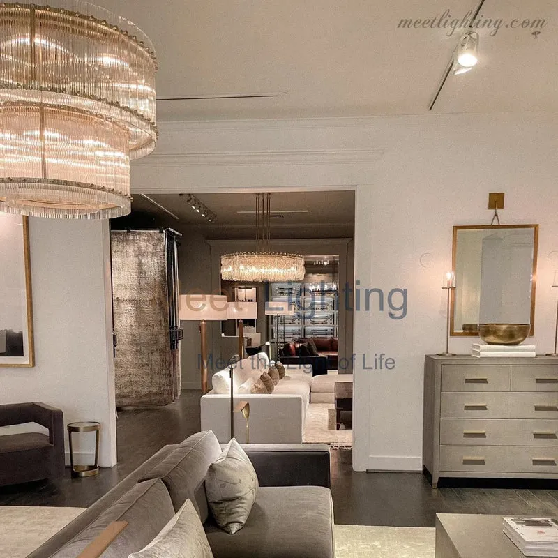 Kristallen Kroonluchter Rond Meerlaags Glas Staal 56-152 cm Eetkamer Foyer Woonkamer Luxe Verlichting | Sansoti