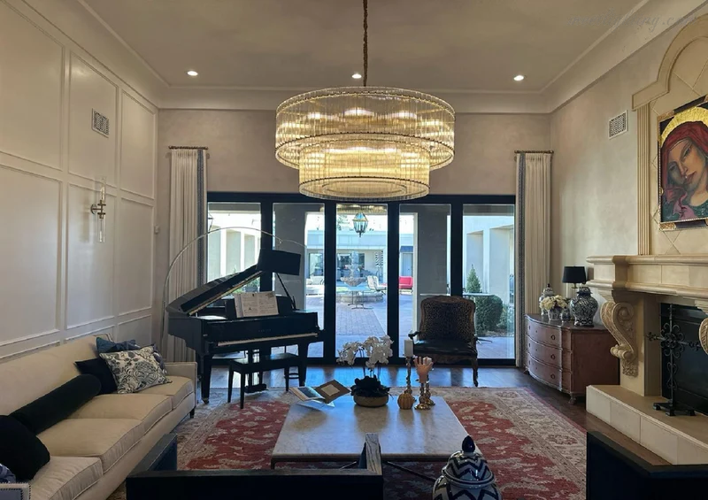 Kristallen Kroonluchter Rond Meerlaags Glas Staal 56-152 cm Eetkamer Foyer Woonkamer Luxe Verlichting | Sansoti