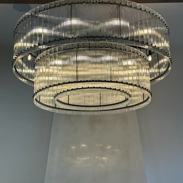 Kristallen Kroonluchter Rond Meerlaags Glas Staal 56-152 cm Eetkamer Foyer Woonkamer Luxe Verlichting | Sansoti