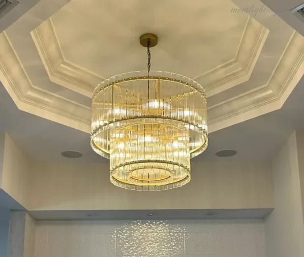 Kristallen Kroonluchter Rond Meerlaags Glas Staal 56-152 cm Eetkamer Foyer Woonkamer Luxe Verlichting | Sansoti