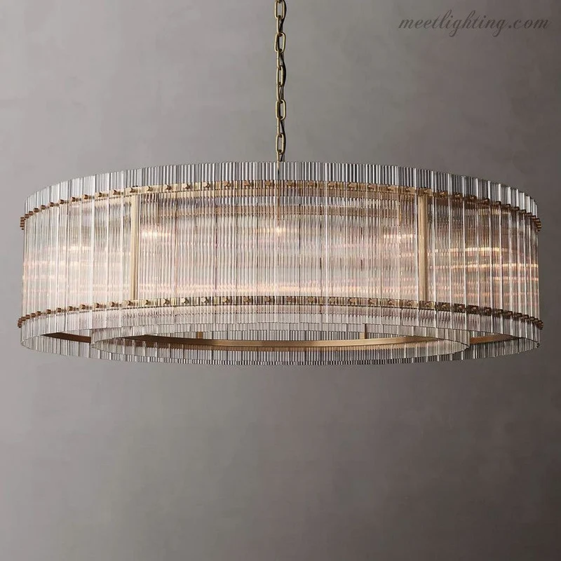 Kristallen Kroonluchter Rond Meerlaags Glas Staal 56-152 cm Eetkamer Foyer Woonkamer Luxe Verlichting | Sansoti