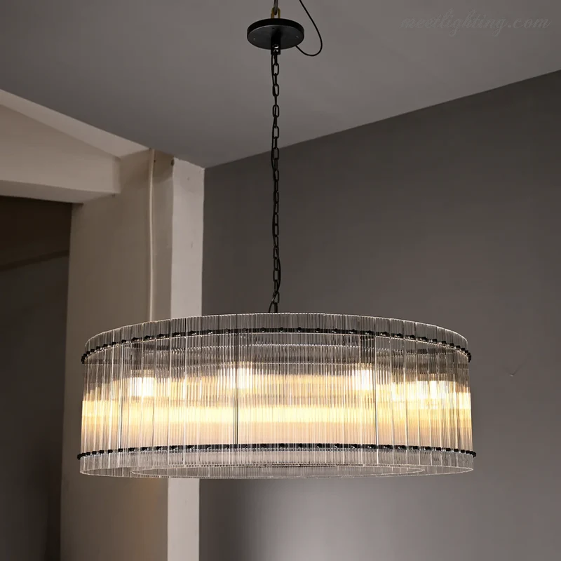 Kristallen Kroonluchter Rond Meerlaags Glas Staal 56-152 cm Eetkamer Foyer Woonkamer Luxe Verlichting | Sansoti