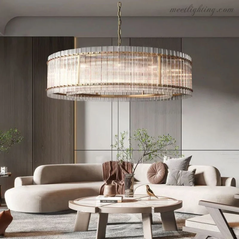 Kristallen Kroonluchter Rond Meerlaags Glas Staal 56-152 cm Eetkamer Foyer Woonkamer Luxe Verlichting | Sansoti